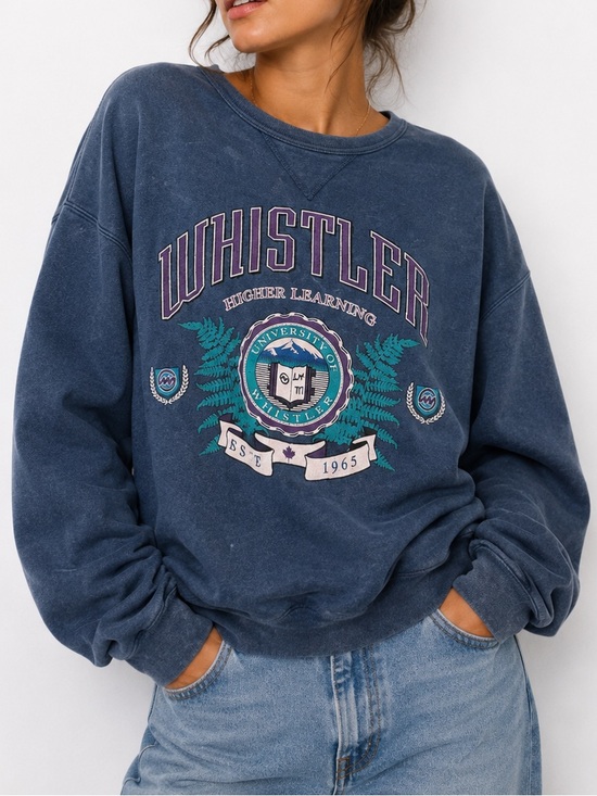 Vintage Sweaters - Vintage Sweater Crewneck Whistler Cozy Warm Preppy Acid Wash Style Cottagecore